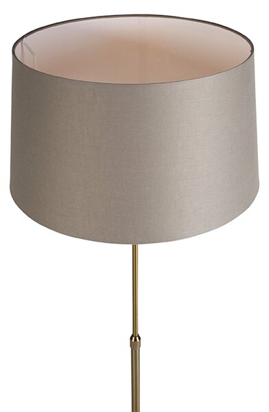 Lampă de podea din bronz cu abajur din in taupe de 45 cm reglabil - Parte