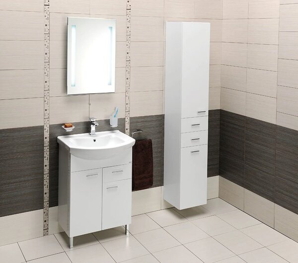 Aqualine Aqualine, dulap lavoar ZOJA 61,5x74x32cm, 2x usi, 1x sertar, alb, 51065A