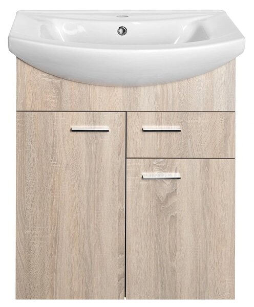 Aqualine Aqualine, dulap lavoar ZOJA 61,5x74x32cm, 2x usi, 1x sertar, stejar platinat, 51165