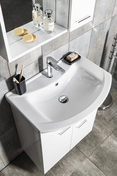 Aqualine Aqualine, dulap lavoar ZOJA 61,5x74x32cm, 2x usi, 1x sertar, alb, 51065A