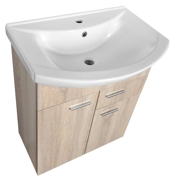 Aqualine Aqualine, dulap lavoar ZOJA 61,5x74x32cm, 2x usi, 1x sertar, stejar platinat, 51165