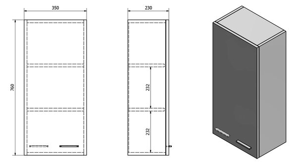Aqualine Aqualine, dulap superior ZOJA/KERAMIA FRESH 35x76x23cm, alb, 50334