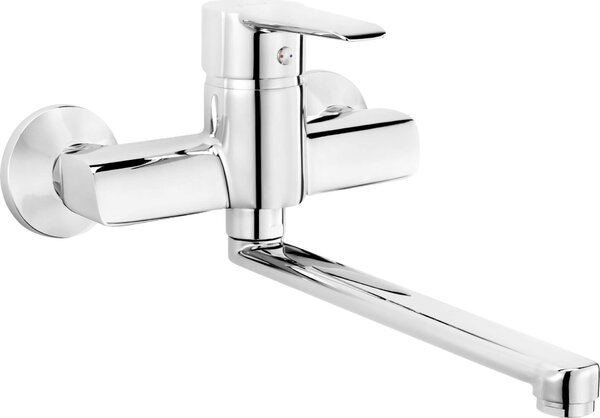Deante Corio, baterie chiuveta montata pe perete 150mm cu cartus Eco 4,5l/min si brat 27cm, crom, BFCE080M