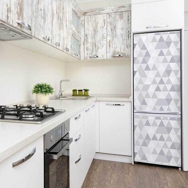 Autocolant frigider acasă triunghiuri gri