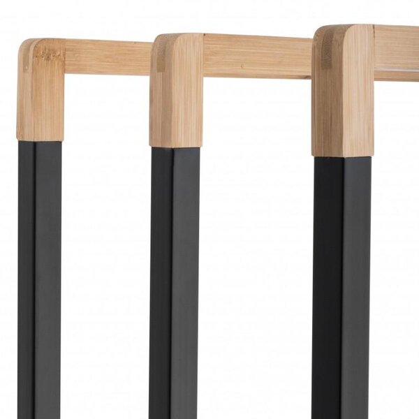 Erga Bila, suport pentru prosoape cu 3 brațe pentru picioare 45x29x94 cm, negru-maro mat, ERG-YKA-P.BILA3-BLK