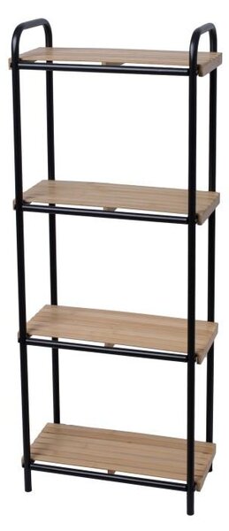 Erga Mike, raft de baie metalic cu patru rafturi 42x22x106,5 cm, negru-maro natural, ERG-YKA-P.MIKE-4
