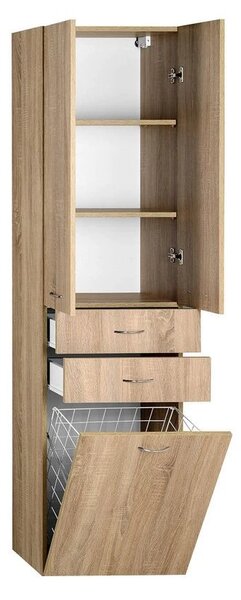 Aqualine Aqualine, dulap înalt ZOJA/KERAMIA FRESH cu coș 50x184x29cm, stejar platină, 51295
