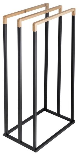 Erga Bila, suport pentru prosoape cu 3 brațe pentru picioare 45x29x94 cm, negru-maro mat, ERG-YKA-P.BILA3-BLK