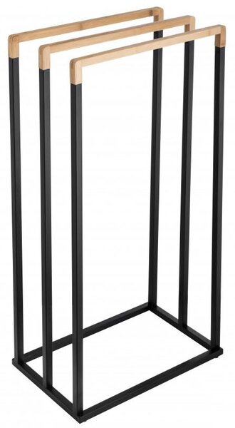 Erga Bila, suport pentru prosoape cu 3 brațe pentru picioare 45x29x94 cm, negru-maro mat, ERG-YKA-P.BILA3-BLK