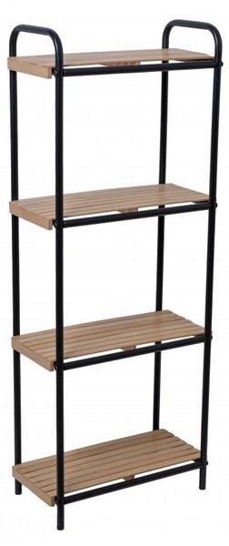 Erga Mike, raft de baie metalic cu patru rafturi 42x22x106,5 cm, negru-maro natural, ERG-YKA-P.MIKE-4