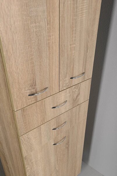 Aqualine Aqualine, dulap înalt ZOJA/KERAMIA FRESH cu coș 50x184x29cm, stejar platină, 51295