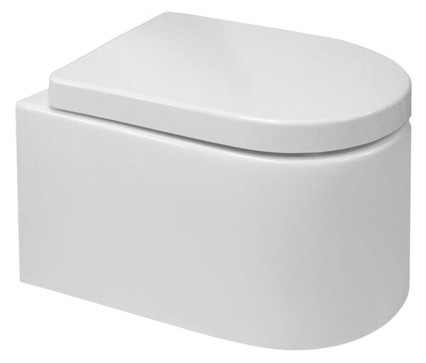 Mereo Mereo, toaletă suspendată cu glugă, FĂRĂ BORDE, 495x360x370, ceramică, incl. scaune CSS115SN, MER-VSD84S2