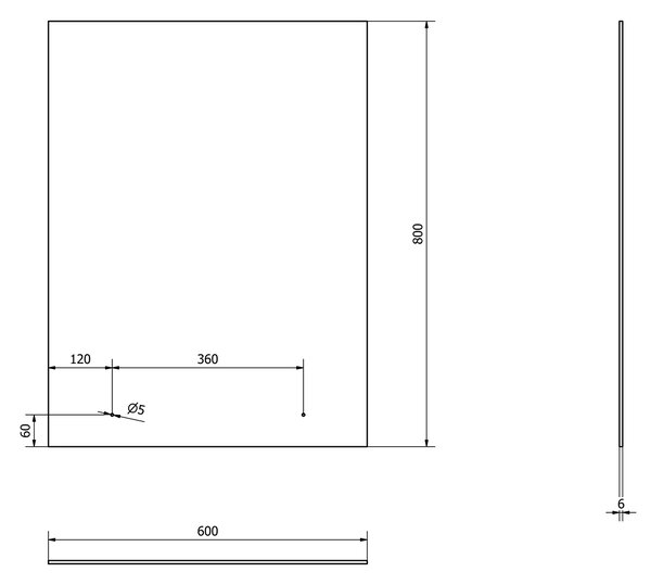 Aqualine Aqualine, Oglindă 60x80cm, inclusiv balamale și găuri pentru raft, 22430