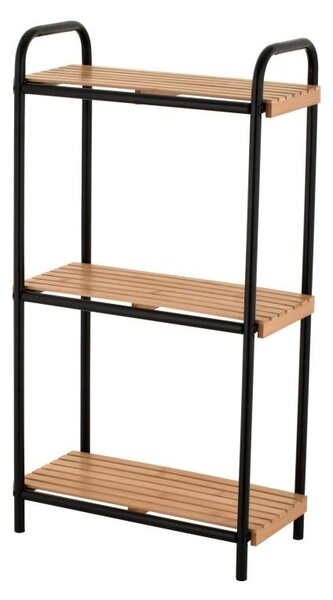 Erga Mike, raft de baie metalic cu trei rafturi 41,5x11x77 cm, negru-maro natural, ERG-YKA-P.MIKE