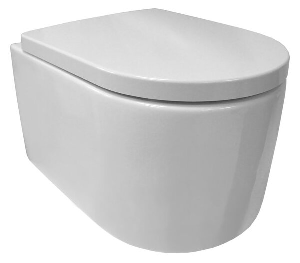 Mereo Mereo, toaletă suspendată cu glugă, FĂRĂ BORDE, 495x360x370, ceramică, incl. scaune CSS115SN, MER-VSD84S2