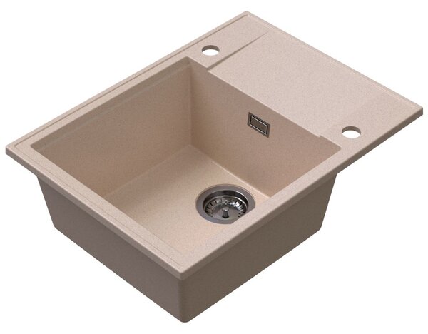 Chiuvetă de bucătărie Sink Quality Sink55, granit 620x460x215 mm + sifon grafit, bej, SKQ-SINK.P.1KKO.XB