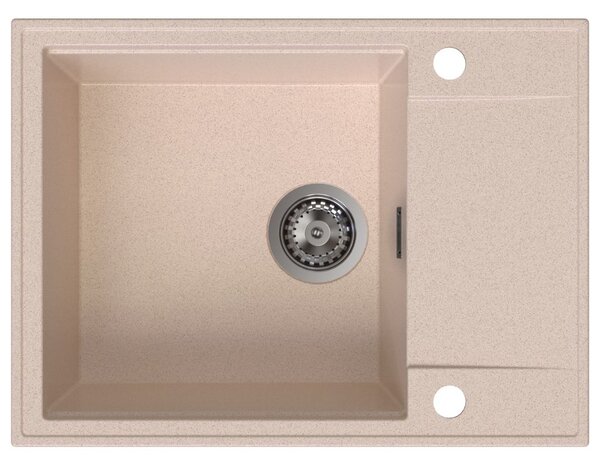 Chiuvetă de bucătărie Sink Quality Sink55, granit 620x460x215 mm + sifon grafit, bej, SKQ-SINK.P.1KKO.XB