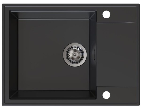 Chiuvetă de bucătărie Sink Quality Sink55, granit 620x460x215 mm + sifon grafit, negru, SKQ-SINK.C.1KKO.XB