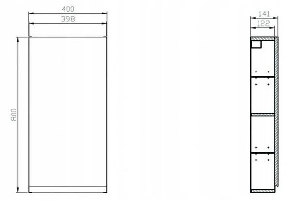 Cersanit Moduo, dulap suspendat 40x14x80 cm, antracit mat, S590-073-DSM