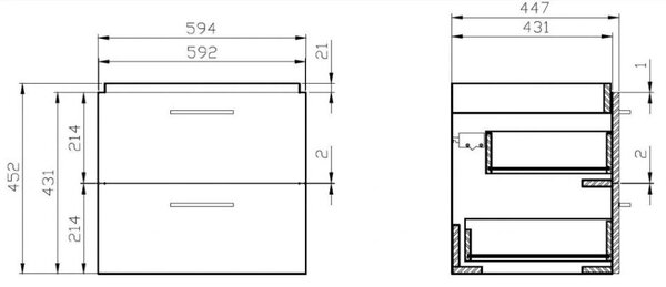 Cersanit - SET B278 LARA MILLE SLIM 60 (DULAP + LAVOAR), GRI, S801-317-DSM