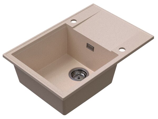 Chiuvetă de bucătărie Sink Quality Sink55, granit 680x460x215 mm + sifon grafit, bej, SKQ-SINK.P.1KDO.XB