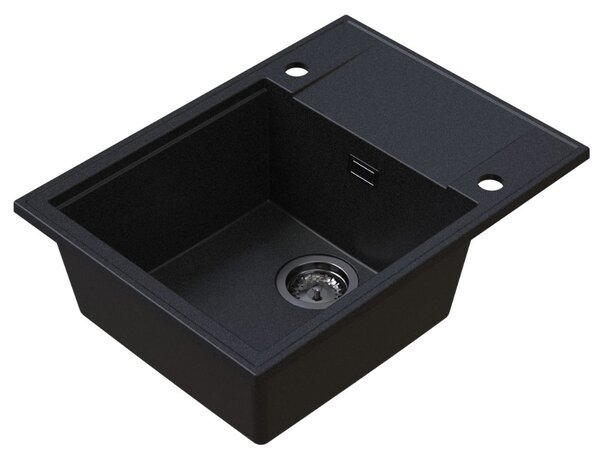 Chiuvetă de bucătărie din granit Sink Quality Sink55 620x460x215 mm + sifon grafit, grafit, SKQ-SINK.G.1KKO.XB