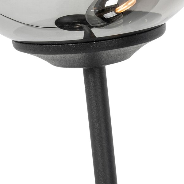 Lampa de masă modernă neagră cu 2 lumini cu sticlă fumurie - Atena