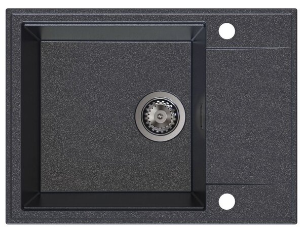 Chiuvetă de bucătărie Sink Quality Sink55, granit 620x460x215 mm + sifon grafit, negru pătat, SKQ-SINK.B.1KKO.XB