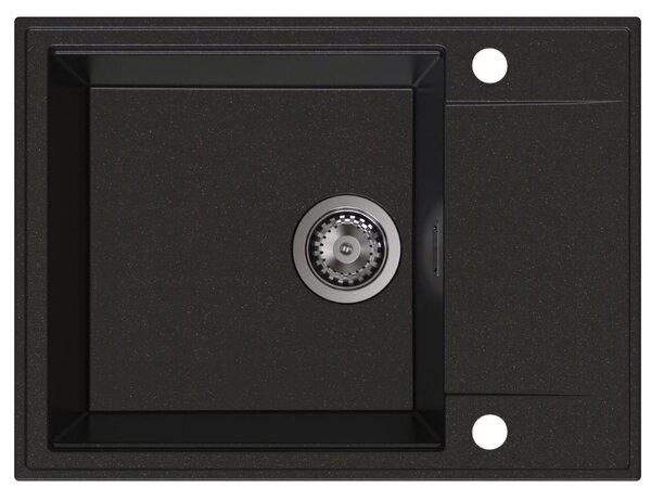 Chiuvetă de bucătărie Sink Quality Sink55, granit 620x460x215 mm + sifon grafit, negru cu puncte aurii, SKQ-SINK.L.1KKO.XB