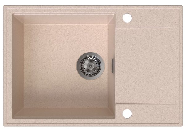 Chiuvetă de bucătărie Sink Quality Sink55, granit 680x460x215 mm + sifon grafit, bej, SKQ-SINK.P.1KDO.XB