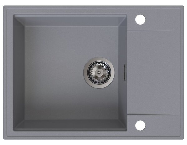 Chiuvetă de bucătărie Sink Quality Sink55, granit 620x460x215 mm + sifon grafit, gri, SKQ-SINK.D.1KKO.XB