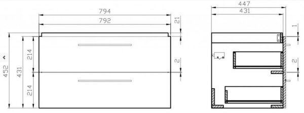 Cersanit - SET B349 LARA MILLE 80cm (DULAP + LAVOAR), Nuc, S801-339-DSM