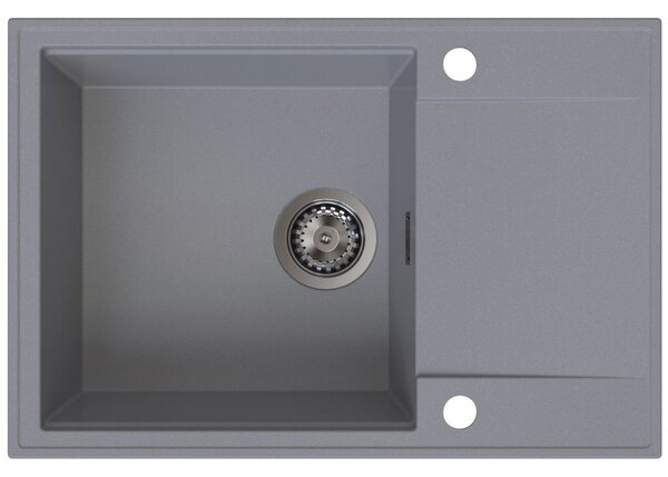 Chiuvetă de bucătărie Sink Quality Sink55, granit 680x460x215 mm + sifon grafit, gri, SKQ-SINK.D.1KDO.XB