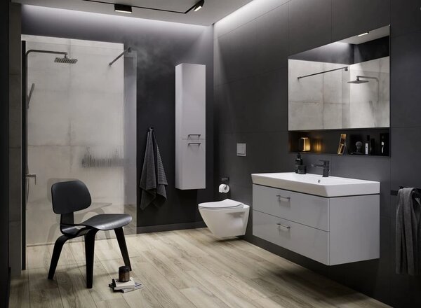 Cersanit Lara Mille, set B348 lavoar suspendat 80cm + lavoar ceramic, alb lucios, S801-338-DSM