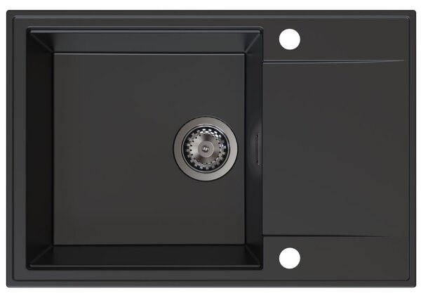 Chiuvetă de bucătărie Sink Quality Sink55, granit 680x460x215 mm + sifon grafit, negru, SKQ-SINK.C.1KDO.XB