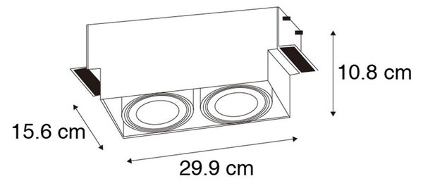 Spot integrat negru GU10 AR111 fara rama 2 lumini - Oneon
