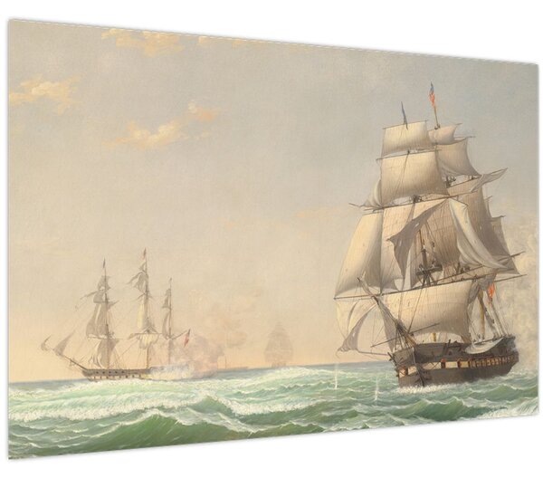 Tablou - Fitz Henry Lane, The United States Frigate President Engaging the British Squadron, reproducere (90x60 cm)