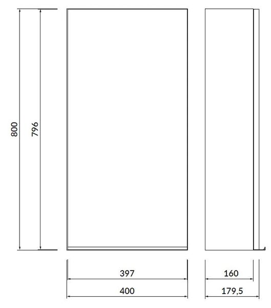Cersanit - Dulap cu oglindă suspendată VIRGO 40cm, gri-negru, S522-012