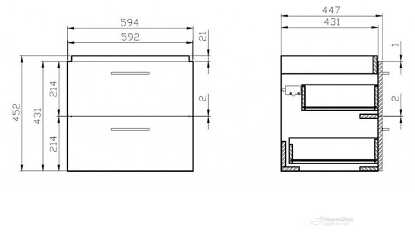 Cersanit - SET dulap + chiuveta, nuc, LARA COMO 50, S801-153-DSM