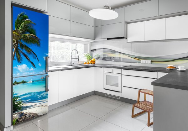 Autocolant pe frigider plaja tropicala