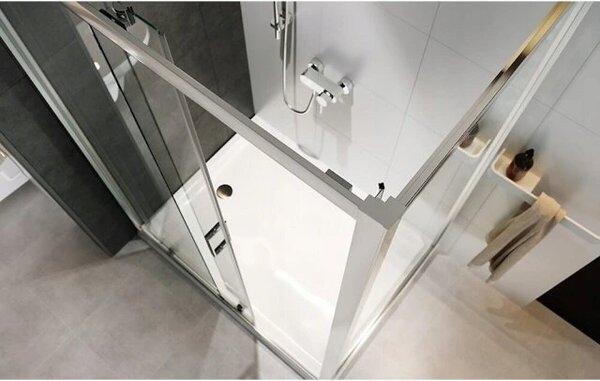 Cersanit Arteco, cabină de duș cu ușă glisantă 100 (uşă) x 80 (perete) x 190 cm, sticlă transparentă 5 mm, profil cromat, S157-011