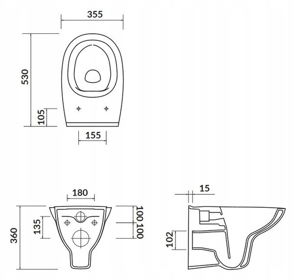 Cersanit Arteco CleanOn - bol suspendat, alb, K667-053