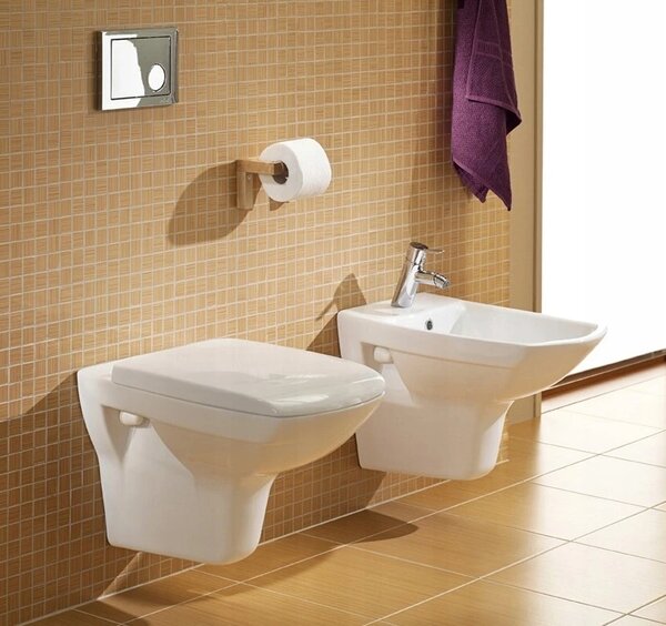 Cersanit Carina Clean On, vas WC suspendat + scaun WC antibacterian duroplast, set 548, alb, K701-033