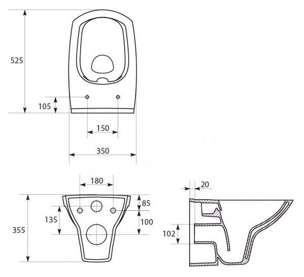Cersanit CARINA - bol suspendat, K31-046