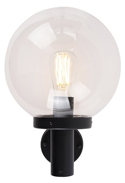 Lampă de perete de exterior neagră cu sferă din plastic IP44 oțel inoxidabil - Sfera