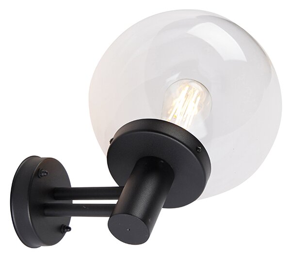 Lampă de perete de exterior neagră cu sferă din plastic IP44 oțel inoxidabil - Sfera