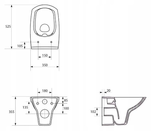 Cersanit Carina Clean On, vas WC suspendat + scaun WC antibacterian duroplast, set 548, alb, K701-033