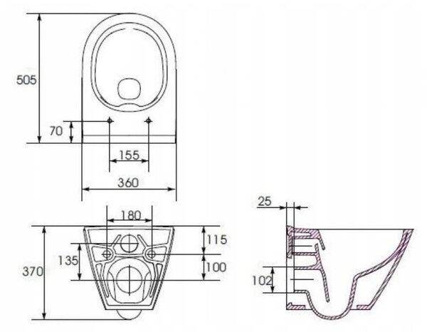 Cersanit City New Oval CleanOn 50,5x36x37 cm, vas WC suspendat + scaun WC cu inchidere lenta din duroplast, K701-104