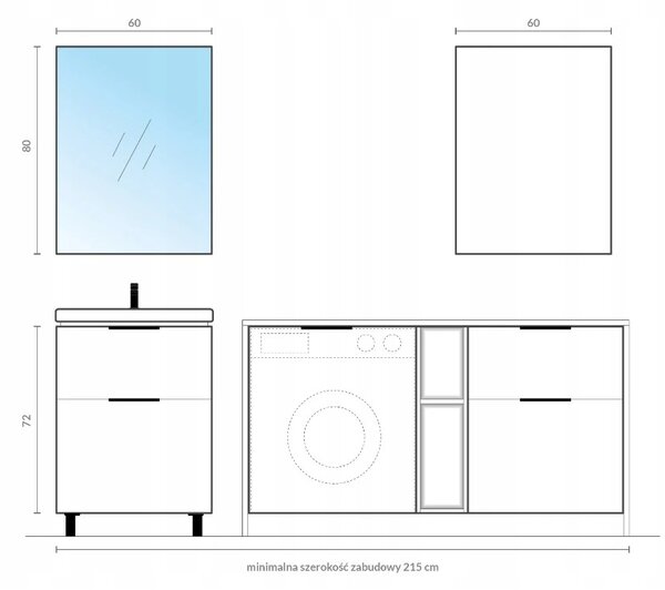 Cersanit City, dulap baie cu chiuveta 50x40x76,5 cm, alb lucios, S801-421