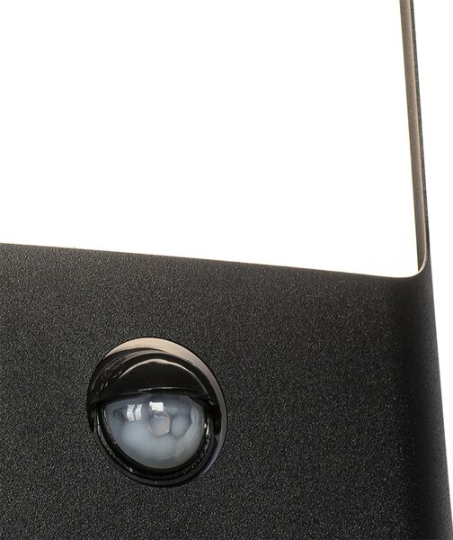 Aplică neagră cu LED inclus IP44 cu senzor de mișcare - Khuvan